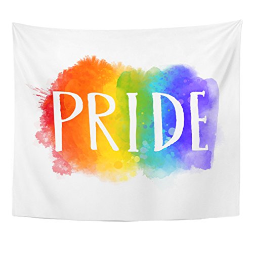 Emvency Tapestry LGBTQ Pride Word on Spectrum Bandera de Gay Parade Bright Artistic Rainbow con Letras Homofobia Home Decor para Colgar en la Pared para Sala de Estar, Dormitorio, Dormitorio