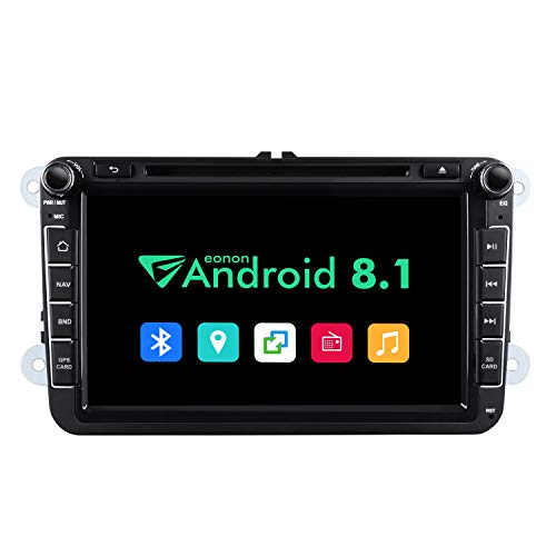 eonon GA9253B Android 8.1 for VW Seat Skoda 2G RAM Quad-Core 32G ROM 8" HD Pantalla táctil 2 DIN Indash Car DVD GPS Sat Nav USB FM RDS Bluetooth Compatible con Sistema de Guardabarros WiFi 4G