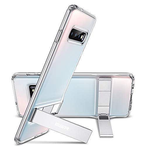 ESR Metal Kickstand Funda para Samsung S10, [Soporte Vertical y Horizontal] Respaldo para PC con Parachoques de TPU Flexible para Samsung Galaxy S10, Transparente