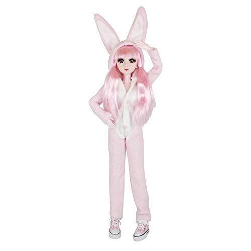EVA BJD Muñeca SD de 1/3 de 22 pulgadas con bola articulada muñecas con zapatos deportivos para el pelo y maquillaje rosa Bunny Girl Doll