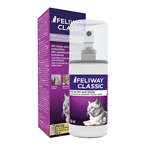 FELIWAY Classic - Antiestrés para gatos - Transportín, Viajes, Marcaje con orina localizado, Arañazos verticales localizados - Spray 60 ml