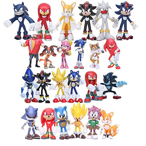 Figura de Sonic 24 unids/Set Sonic Figure Sonic Shadow Tails Super Sonic Figura Juguetes para niños Juguetes