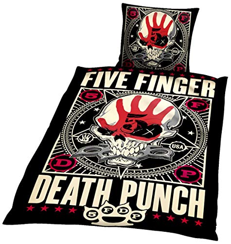 Five Finger Death Punch Punchagram Unisex Ropa de Cama Multicolor, 100% algodón, 135 x 200 cm/80 x 80 cm