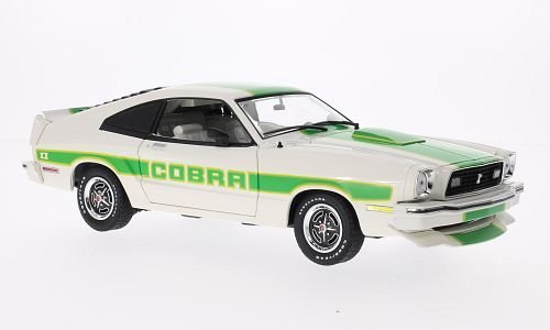Ford Mustang II Cobra II, blanco/verde, 1978, Modelo de Auto, modello completo, Greenlight 1:18