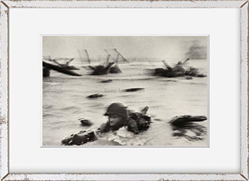 Foto: Omaha Beach, operaciones Anfibio, natación, colleville-sur-Mer, Normandía, 1944. Tamaño: 8 x 10