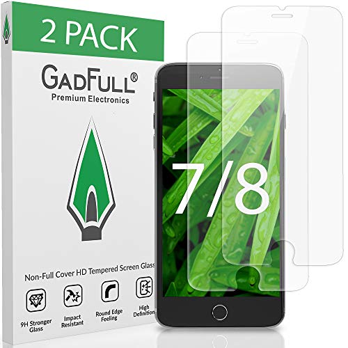 GadFull 2 Piezas HD Protector de Pantalla para iPhone 7 e iPhone 8 | Lámina de Vidrio Templado 3D Suave para Proteger Pantalla Táctil