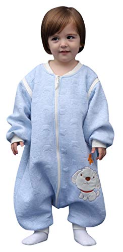 Happy Cherry - Saco de Dormir para Bebés con Pies Mono Entero Pijama de Algodón Suave para Invierno Otoño - Azul - 6-18 meses