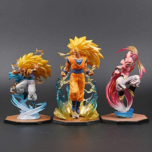 Huhu 3 Piezas Majin Buu Goku Gotenks PVC Figuras de acción Tamashii Figuras Colección Super Saiyan Modelo Dragon Ball Z Juguete 16-18Cm