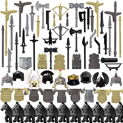 HYZM Juguetes de arma militar, 78 piezas personalizado medieval, antiguo ejército romano griego romano, juego militar para minifiguras, soldados SWAT, kit de accesorios compatible con Lego