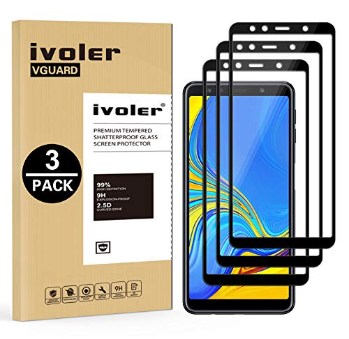 ivoler [3 Unidades] Protector de Pantalla Compatible con Samsung Galaxy A7 2018, [Cobertura Completa] Cristal Vidrio Templado Premium, [Dureza 9H] [Anti-Arañazos] [Sin Burbujas]