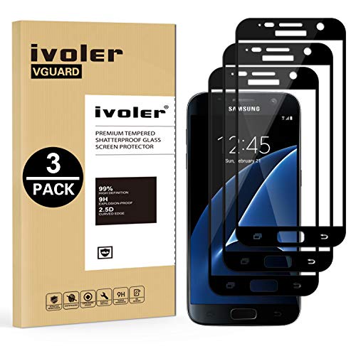 ivoler [3 Unidades] Protector de Pantalla Compatible con Samsung Galaxy S7, [Cobertura Completa] Cristal Vidrio Templado Premium, [Dureza 9H] [Anti-Arañazos] [Sin Burbujas]