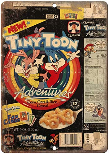 JOHUA Tiny Toon Ventures - Cartel de metal con caja de cereales para garaje, casa, cafetería, oficina, decoración de pared