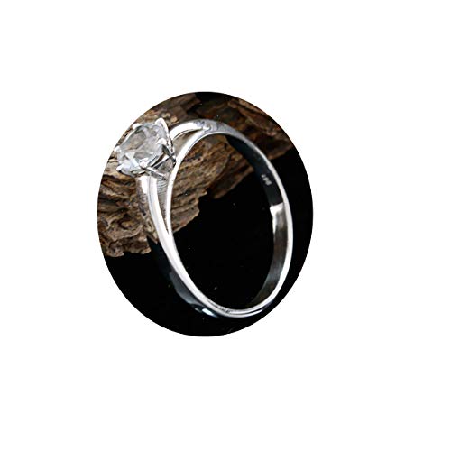 joyas plata piedras preciosas naturales forma redonda una piedra anillos de cuarzo de cristal facetado - anillo de cuarzo de cristal blanco de plata de ley 925 - nacimiento de abril aries