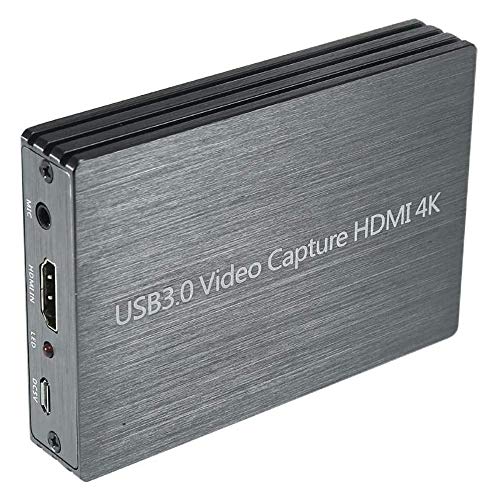 KKTECT Dispositivo de Captura de Video HD, Tarjeta de Captura de Juegos 1080p 60fps con Entrada de micrófono, Latencia ultrabaja, Plug&Play, Paso de HDMI, Dispositivo de Captura USB3.0