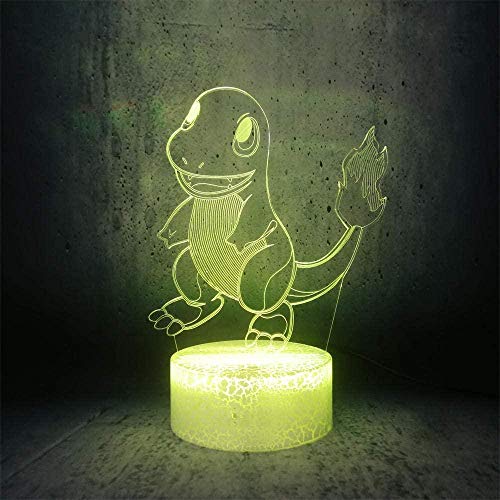 Lámpara de ilusión 3D luz de noche LED Pokemon Lets Go Pikachu amigo Charmander niños dibujos animados bebé encantadora bombilla-16 colors remote