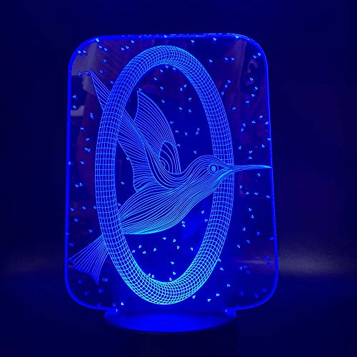 Lámpara de mesa 3D creativa animal pájaro LED luz nocturna multicolor USB acrílico decoración regalo para habitación de niños