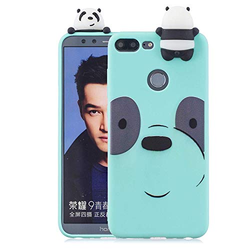 LAXIN Cute Panda TPU Cover for Huawei Honor 9 Lite,Soft 3D Silicone Case,Cute Animal Rubber Cover,Cool Kawaii Cartoon Gel Case for Kids Girls Fun Soft Silicone Shell - Mint Green