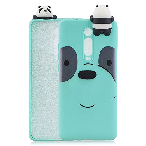 LAXIN Cute Panda TPU Cover for Xiaomi Redmi K20,Soft 3D Silicone Case,Cute Animal Rubber Cover,Cool Kawaii Cartoon Gel Case for Kids Girls Fun Soft Silicone Shell - Mint Green