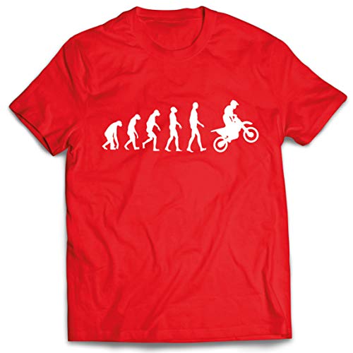 lepni.me Camisetas Hombre Evolución del Motocross Equipo de Moto Ropa de Carreras Todoterreno (Medium Rojo Blanco)