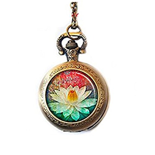 Lotus - Reloj de bolsillo con colgante de flor de loto