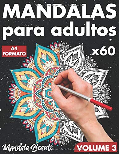 Mandalas para adultos: 60 motivos con fondo negro en formato A4 / de mandala simple a complejo con efecto antiestrés / libro para colorear con páginas ... para adultos -Volume 3 (Back in Black)