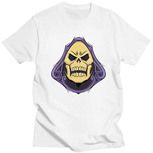 Men's He-Man and The Masters of The Universe T Shirts Short Sleeve Cotton Tshirt Designer Skeletor tee Tops Streetwear Clothing-White,XL