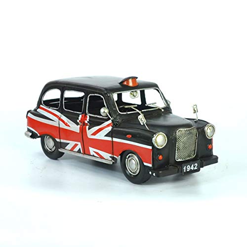 Modelo negro antiguo del taxi de Austin, 1966 hojalata hecho a mano arte retro del hierro hogar del coche decoración de la decoración del arreglo de la fotografía los apoyos 32 * 13 * 12.5 cm