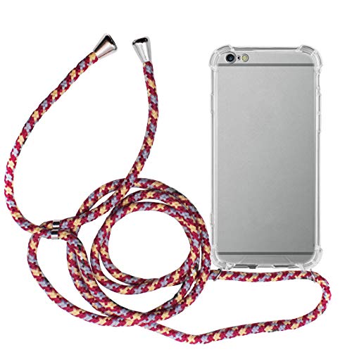 MyGadget Funda Transparente con Cordón para Apple iPhone 6 Plus / 6s Plus - Carcasa Cuerda y Esquinas Reforzadas en Silicona TPU - Case y Correa - Multicolor