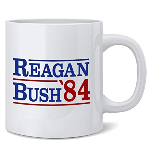 N\A Ronald Reagan George Bush 1984 Campaign Taza de café de cerámica Taza de té Regalo Divertido y novedoso 11 oz