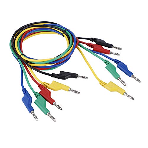 NIMOA Cable de prueba de multímetro 5pcs plomo-P1036 de alto voltaje de doble extremo 1M 4mm conector banana,Cables Prueba Banana(varios colores)
