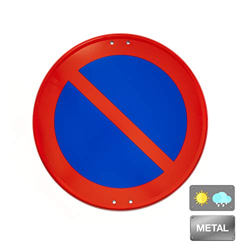 Normaluz V10041 - Señal Vial Redonda Estacionamiento Prohibido Metalica Termolacada 50 cm, Rojo