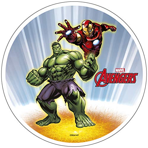 Oblea comestible para tartas de Iron Man Hulk, 20 cm, diseño de los Vengadores.