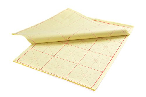 Papel para Caligrafía con pautas/directrices, 4K, 3 x 4 cuadrados = 12 cuadrados, 42cm x 32cm, 40 páginas,amarillo, XZMG-4K-12