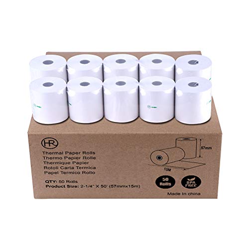 Papel térmico 2 1/4 "x 50 'POS Recibo de papel 50 rollos Rollo de caja registradora BPA gratis por