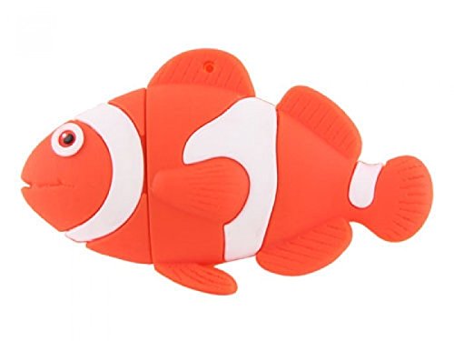 Pescado Pez 32 GB - Fish - Memoria Almacenamiento de Datos – USB Flash Pen Drive Memory Stick - Naranja y Blanco