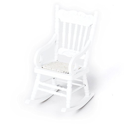 Pixnor Chaise à bascule en bois modèle miniature pour maison de poupées 112 Dollhouse (blanc)