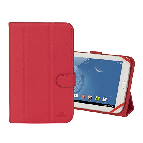 RIVACASE - Funda Universal para Tablets de hasta 7", con Sistema de Montaje de Silicona y función Atril Mediante Clip magnético, Color Rojo