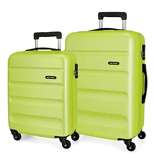 Roll Road Flex Juego de maletas Verde 55/65 cms Rígida ABS Cierre combinación 91L 4 Ruedas Equipaje de Mano
