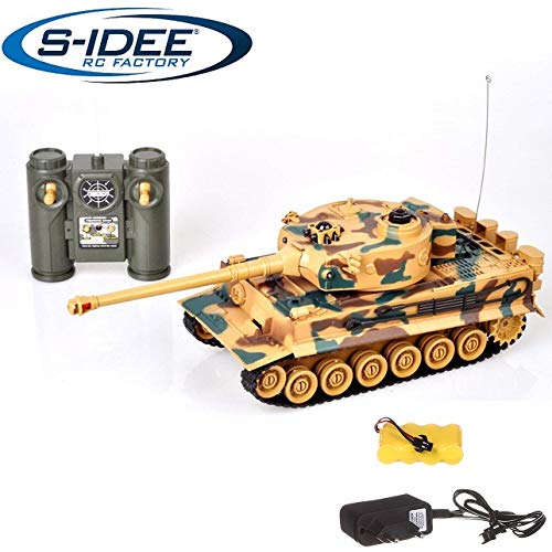 s-idee® KingTiger 22003 Battle Panzer 99808 1:28 con sistema de combate por infrarrojos integrado, 2,4 GHz, RC R/C, tanque teledirigido