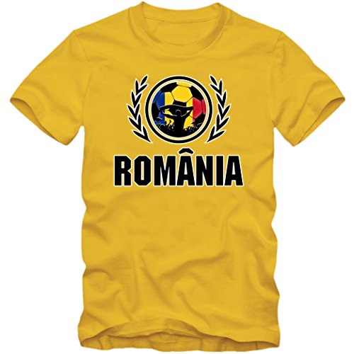 Shirt Happenz Rumania Campeonato De Europa 2016#2 Camiseta | Hombre | Fútbol | Island | Jersey | Tricolorii | Equipo Nacional, Colour:Yellow (Gold);Size:XXX-Large