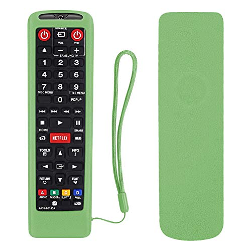 Silicone Remote Control Case for Samsung TV Remote AA59-00741A BN59-01199F BN59-01301A BN59-01041A AA59-00666A Skin-Friendly Washable with Remote Free Lanyard (Glow in Dark Green)