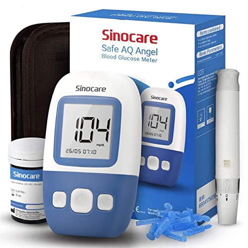 sinocare Medidor de glucosa en sangre kit/Control de la diabetes kit con codefree tiras x 25 y caja para diabéticos - en mg/dL (Safe AQ Angel)