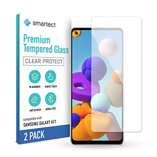 smartect Cristal Templado para Móvil Samsung Galaxy A21 [2 Unidades] - Protector de pantalla 9H - Diseño ultrafino - Instalación sin burbujas - Anti-huella