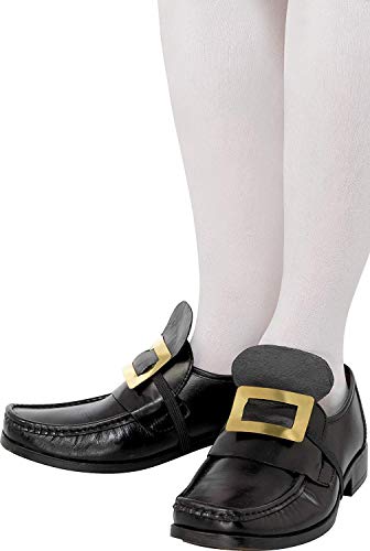 Smiffy's-20252 Hebilla metálica de Zapato de Las Historias de la Antigua Inglaterra, Dorada, con Tira elástica, Color Negro, No es Applicable (20252)