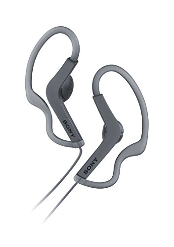 Sony MDR-AS210AP - Auriculares deportivos de botón con agarre al oído (resistentes a salpicaduras, manos libres compatible con Apple iPhone y Android), color negro