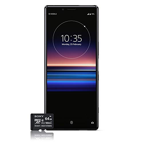Sony Xperia 1 - Smartphone de 6,5" 4K HDR OLED 21:9 (SD 855, 6 GB de RAM, 128 GB de memoria interna, triple cámara de 12+12+12 MP, Android O, Dual Sim), Color Negro [Versión española] + Micro SD 64GB