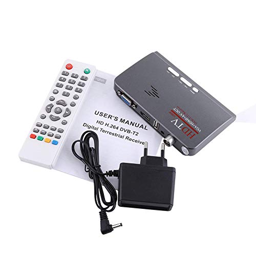 Sxhlseller Receptor de Sintonizador de TV, Digital 1080P HD HDMI DVB-T2 TV Box Tuner Receptor Convertidor Control Remoto con Puerto VGA para Monitor LCD/CRT