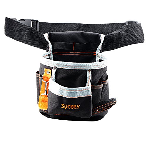 SYCEES-Bolsa herramientas con cinturón ajustable para herramientas manuales y eléctricas, riñonera de herramientas, Bolsa de cintura para trabajo
