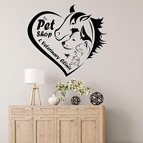Tatuajes de pared tienda de mascotas clínica veterinaria decoración de interiores logo salud animal corazón puertas y ventanas pegatinas de vinilo papel tapiz creativo