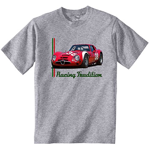 TEESANDENGINES Alfa Romeo Giulia TZ 2 1965 Camiseta Gris para Hombre de Algodon Size Medium